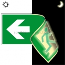 Rettungsschilder: Rettungsweg links/rechts doppelseitig nach ISO 7010 (E 001+E 002), ISO 3864, ISO 16069