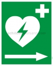 Rettungsschilder: Defibrillator Pfeil rechts (BGV A8  VBG 125)