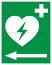 Rettungsschilder: Defibrillator Pfeil links (BGV A8  VBG 125)